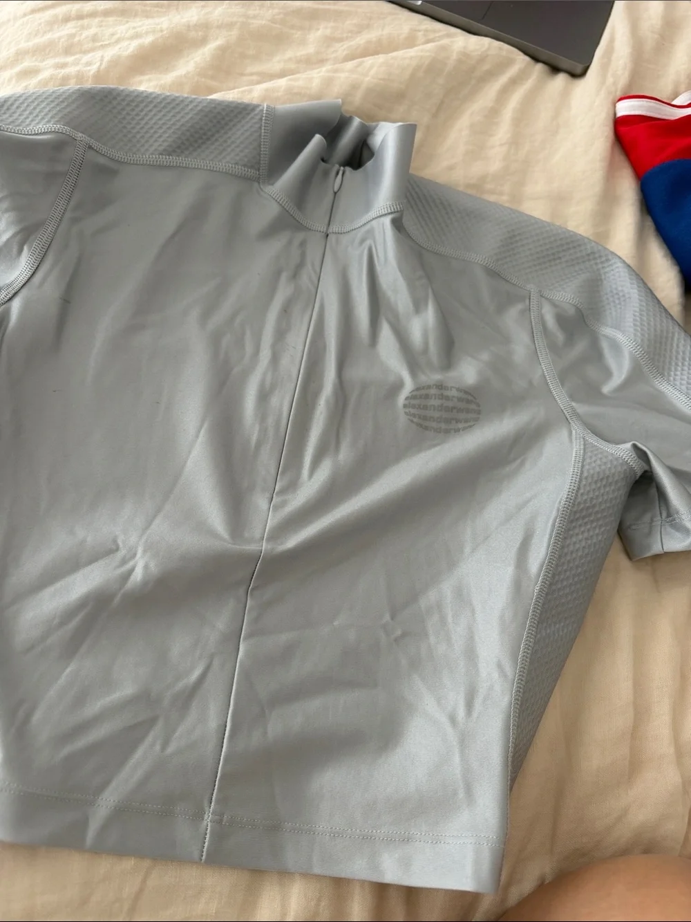 Alexander Wang Silver Performance Cycling Jersey Rash Guard